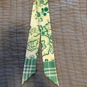 Burberry London Green Floral Silk Scarf